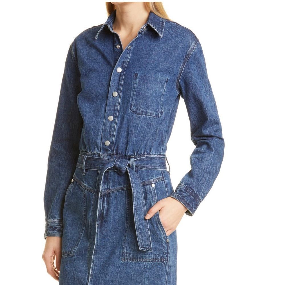 Rag & Bone Denim Shirtdress Blue Jeans Midi Dress, NWT, Size L - Picture 7 of 12